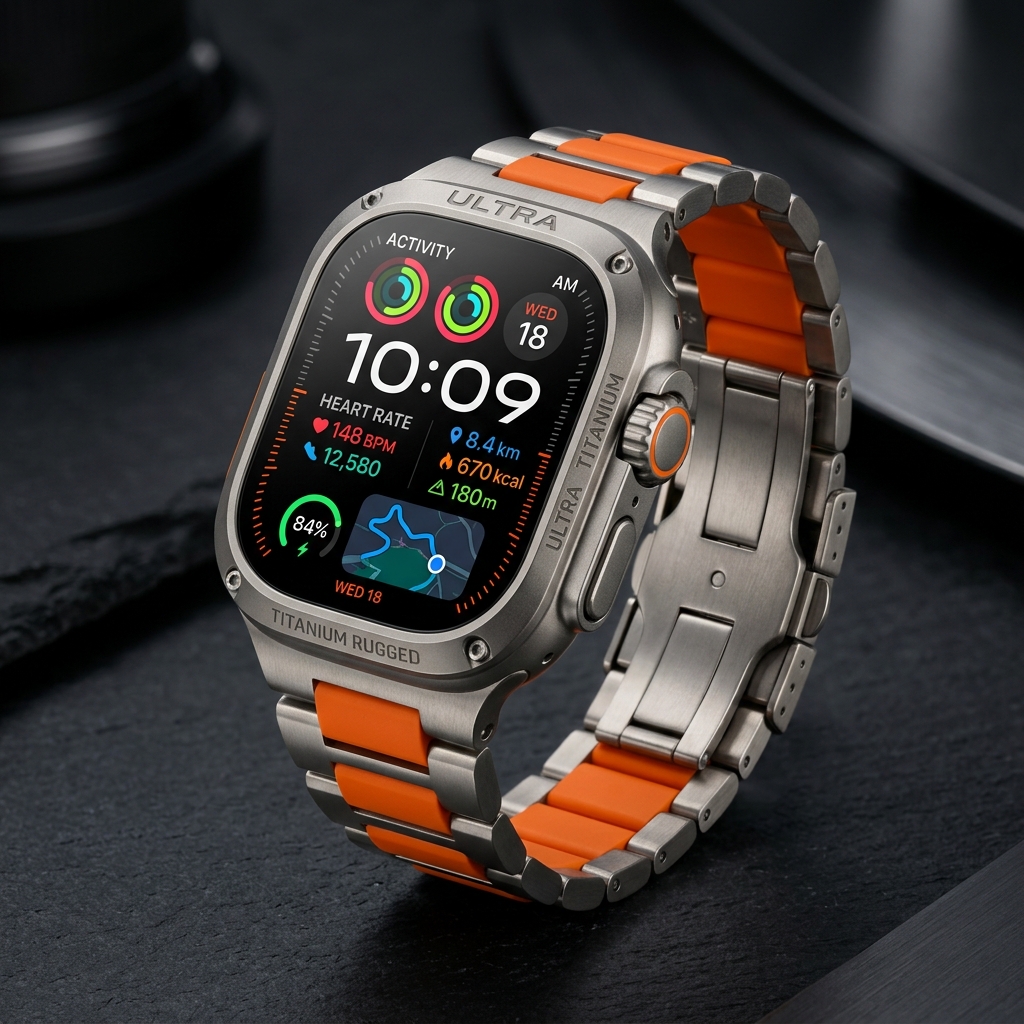 Ultra 9 Titanium Rugged Smartwatch with Dual Straps